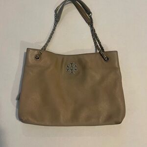 Tory Burch Beige Leather Chain Shoulder Bag